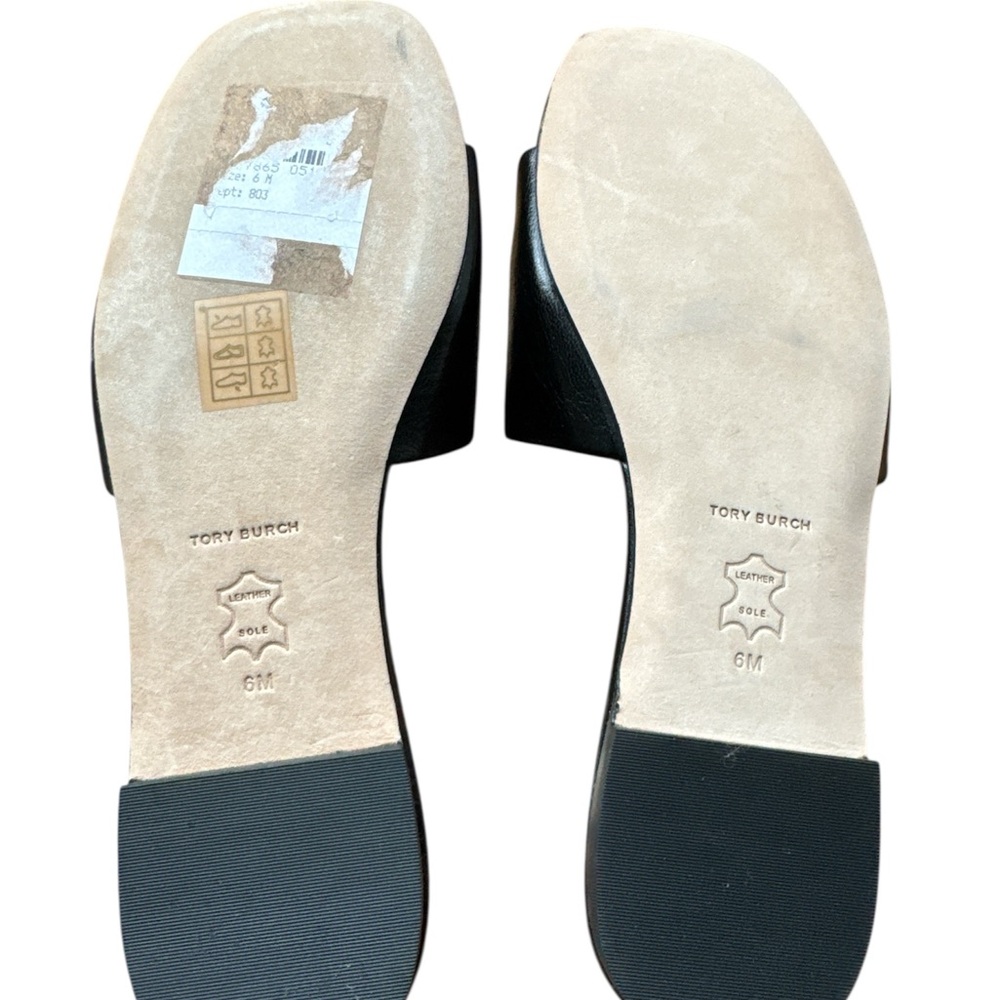 TORY BURCH Women 88744 Eleanor Leather
Brass Logo Slide Sandals - Picture 4 of 4